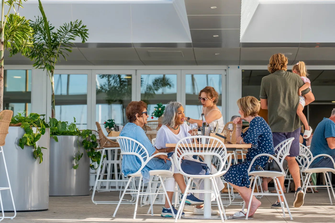 Members sharing a meal in the club restaurant